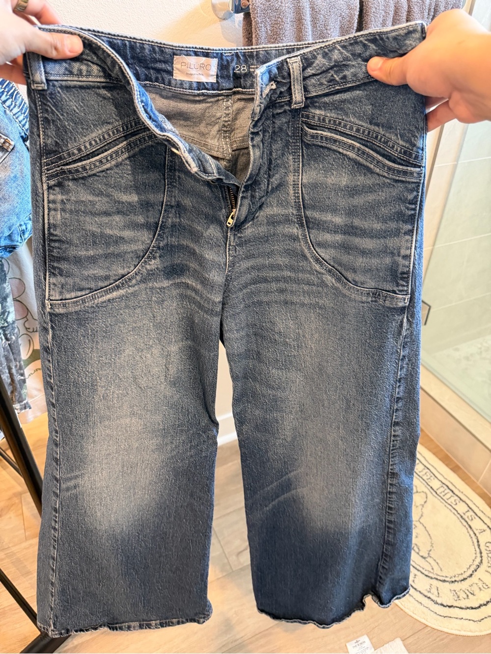 Pilcro Women’s Washed Blue Wide-Leg Jeans from Anthropologie